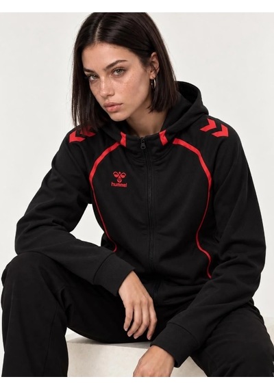 Hummel Target Zip Hoodie Siyah - Kırmızı
