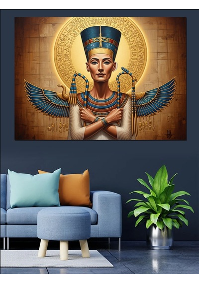 Mısır Kraliçesi Nefertiti Heykeli Dekoratif Kanvas - Mdf Ahşap Tablo