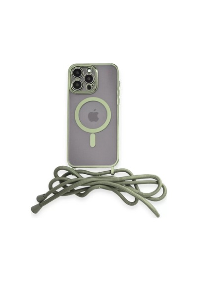 Newface Apple İphone 12 Pro Max Kılıf Divo Lazer Askılı Magsafe Kapak - Koyu Yeşil