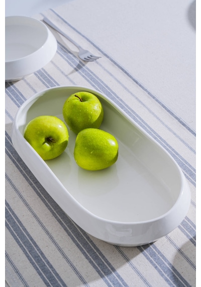 Acar Rumi Oval Sunum Kase - 35 Cm Beyaz
