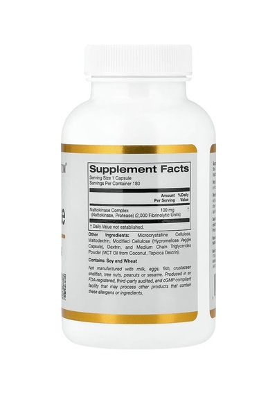 California Gold Nutrition, Nattokinase, Proteolytic Enzyme, 2,000 Fu, 180 Veg Capsules