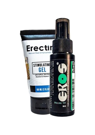 Süper Eros Büyük Boy 60 Ml Time Stop Sprey Ve Erektin Stimul Gel Erkeklere Özel 60 Ml Jel