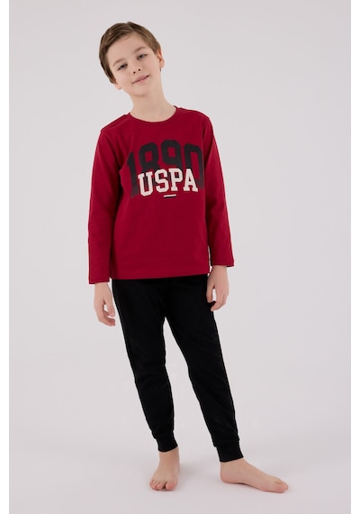 U.S. Polo Assn. U.s. Polo Assn Erkek Çocuk Bordo Pijama Takımı Us2203-c-v2