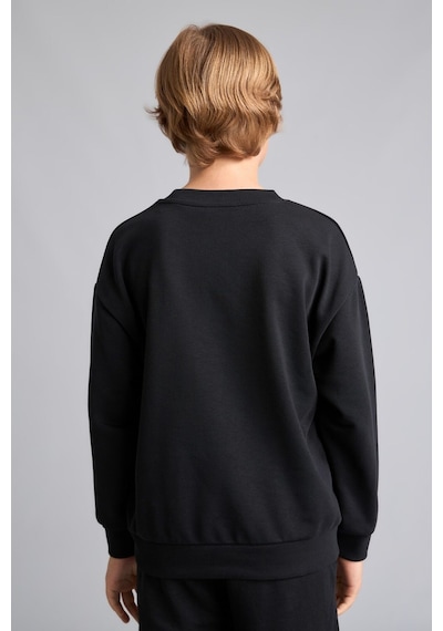 Defacto Oversıze Bisiklet Yaka Siyah Sweatshirt Erkek Çocuk H7135a826aubk81 Siyah-bk81