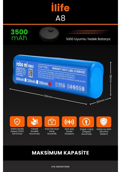 İlife A8 3500mah Robot Süpürge Bataryası