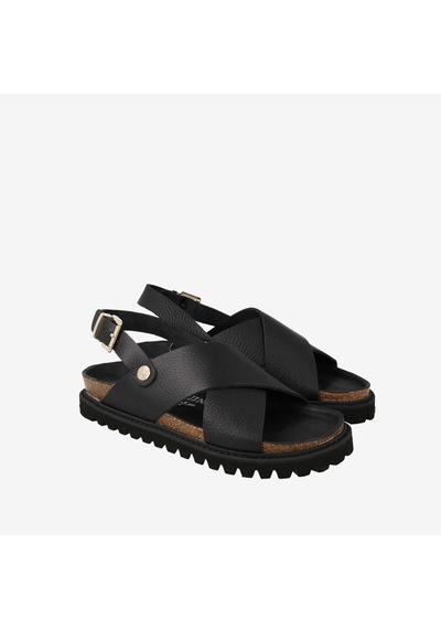 Terlik Kadın G106772 Genuins Melen Embossed Leather Black siyah