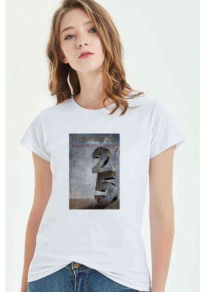 Dream Theater In Concert Metal Rock Baskılı Beyaz Kadın Tshirt