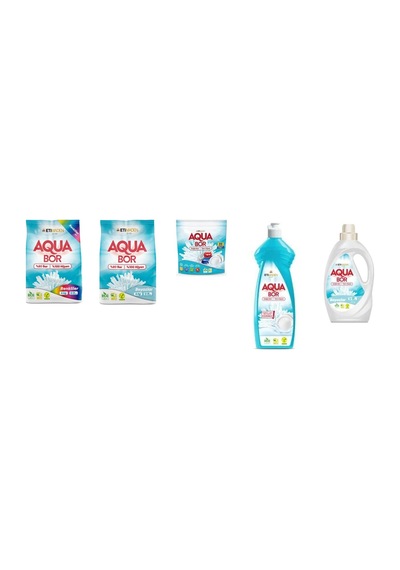 Aquabor Doğal Mineralli 4 Kg Renkliler + 4 Kg Beyaz + Tablet + Elde Bulaşık + Sıvı Beyaz 5 Li Set