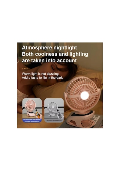Mandallı Şarjlı Fan Mini Klima Vantilatör Ev Araç Bebek Arabası Led Ekranlı Serinletici Fan