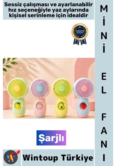 Vantilatör Kompakt Taşınabilir Hafif Sessiz Çalışma Ev Ofis Seyahat Yaz Serinleme Sevimli Şık Meyve
