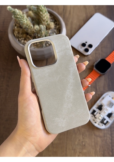 Apple iPhone 16 Pro Uyumlu Kadife Yüzeyli Magsafe Uyumlu Premium Kılıf Soocase691 Gri