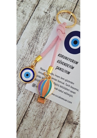 Hediyelik Özgürlük Simgesi Balon İpli Anahtarlık - Pembe