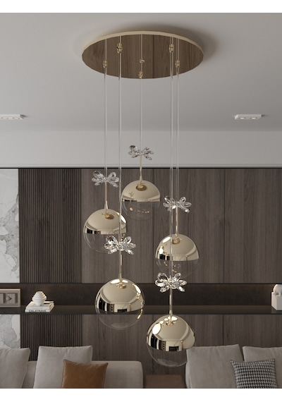 Solis Enerji Tasarruflu Modern Ve Lüks Gold 5'li Led Avize