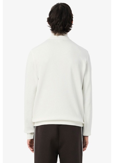 Lacoste Men's Classic Fit Neck Zip Sweatshirt Yarım Fermuarlı Yüksek Yaka Pamuklu Sweatshirt Beyaz