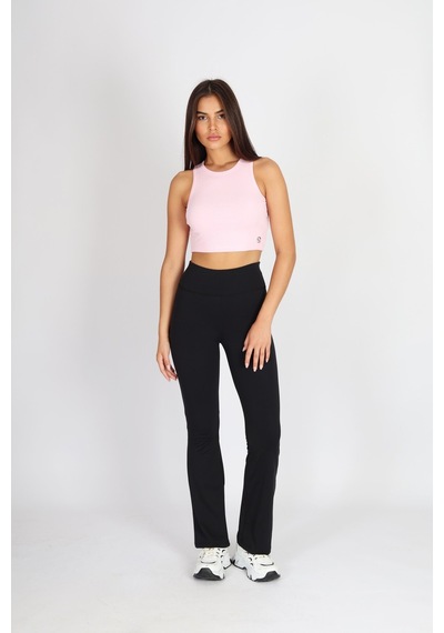 Soft&Basic Kadın Pembe Basic Halter Yaka Esnek Biyeli Kaşkorse Kumaş Crop Top Body Atlet Pembe