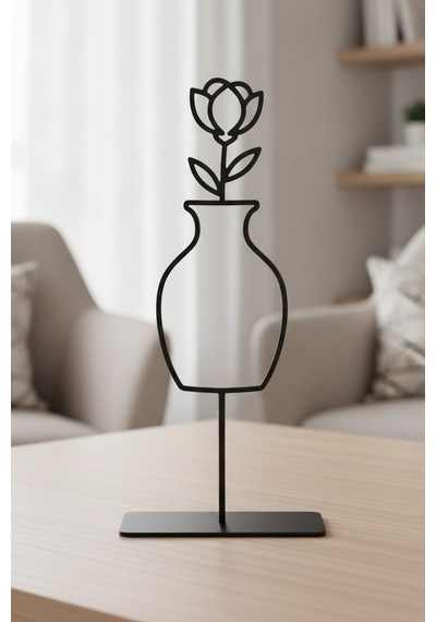Minimalist Tasarım Vazoda Çiçek, Dekoratif Metal Masaüstü Metal Biblo