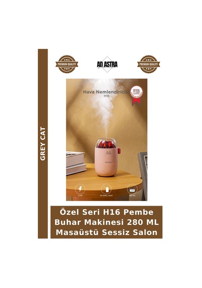 Özel Seri H16 Pembe Buhar Makinesi 280 Ml Masaüstü Sessiz Salon