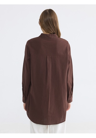 Lcw Everyday Kahverengi Regular Fit Kadın Gömlek Tunik