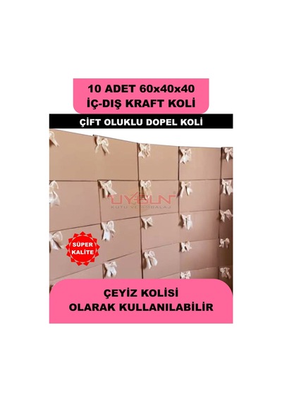 10 Adet 60x40x40 Ev Taşıma Kolisi, Çeyiz Kolisi, Boş Koli, Çift Oluklu Ksssk Dopel