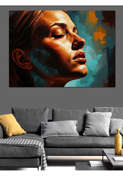 Işık Gölge Oyunlu Kadın Profili Dekoratif Kanvas - Mdf Ahşap Tablo