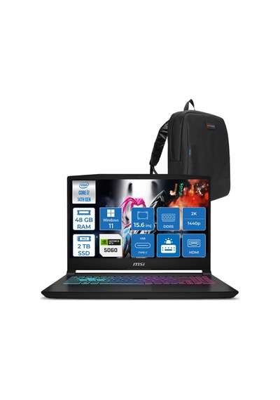 MSI Katana 15 HX B14WFK-449XTRH14 i7-14650HX 48 GB 2 TB SSD 8 GB RTX5060 15.6" W11H Dizüstü Bilgisayar + Zetta Çanta