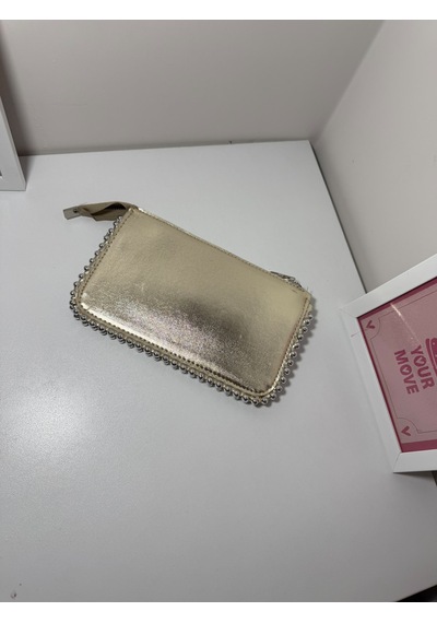 Larolina Stores Kadın Zımbalı Çapraz Zincir Askılı El Ve Omuz Çantası Altın Gold