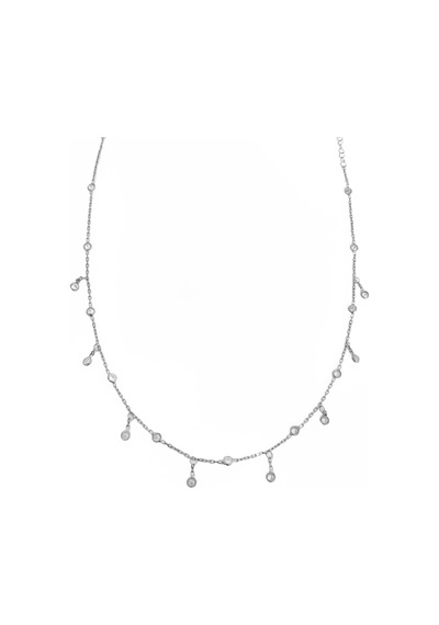 Sarkık Tifani Taşlı Gümüş Choker Kolye Rose Gold