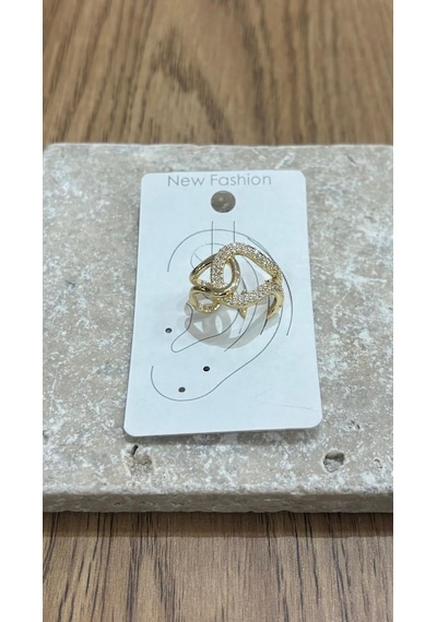 Taşlı Geçmeli Gold Kıkırdak Küpe Çok Renkli