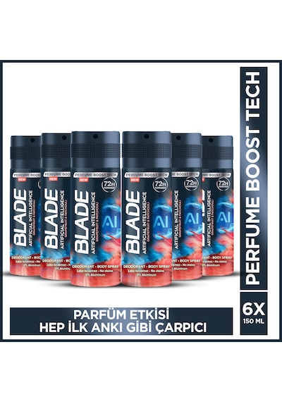 Blade Artificial Intelligence Erkek Sprey Deodorant 6 x 150 ML