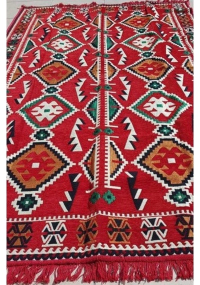 Coton Şark Köşesi Antep Anadolu Desenli Kırmızı Kilim 200 x 300 CM