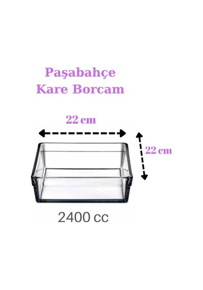 59304 Borcam Premium Kare Fırın Tepsisi 2400cc - 2 Adet Fma99929 Şeffaf