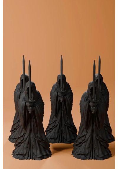 Küçük Boy 10 Cm Dekoratif ' Yüzüklerin Efendisi Temalı Nazgul ' 5'li Set Heykel Figür Büst Siyah Renk, Qw34bwqrv Diğer