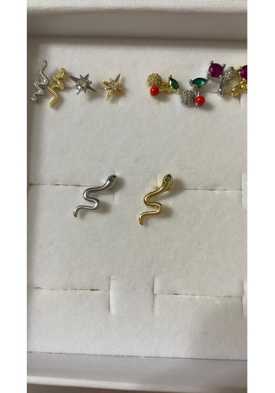 Yılan Figürgü Kıkırdak Tragus Helix Pearsıng Küpe 316l Kararmaz Çelik Altın