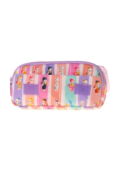 Kaukko Kids Taşıma Askılı Kız Çocuk Cat Life Baskılı Şık Kalem Çantası Mor - Krem - L5315