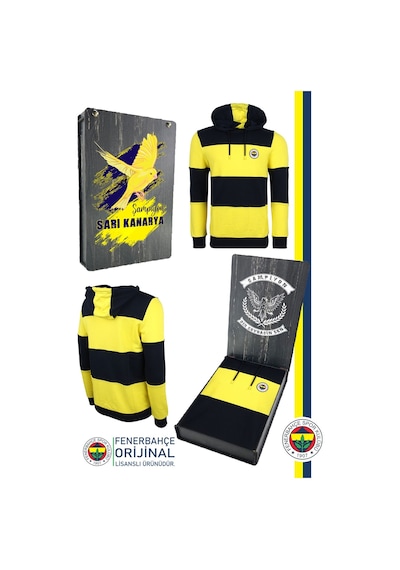 Fenerium Fenerbahçe Sarı Lacivert Kapüşonlu Sweat Kutulu 059 Sarı - Lacivert