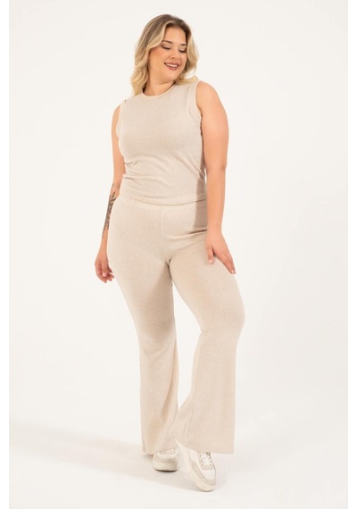 Myline Basic Kolsuz Triko Top-bej Bej