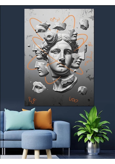 Ahşap Tablo Heykel Başı Modern Sanat