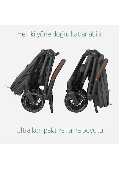 Maxi-Cosi Leona2-Cabriofix I-Size Tek Elle Katlanabilen Ultra Kompakt Çift Yönlü Seyahat Sistem Bebek Arabası Graphite