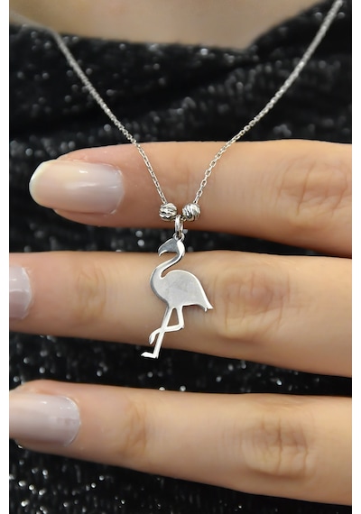 Papatya Silver 925 Ayar Gümüş Rodyum Kaplama Dorika Toplu Flamingo Kadın Kolye