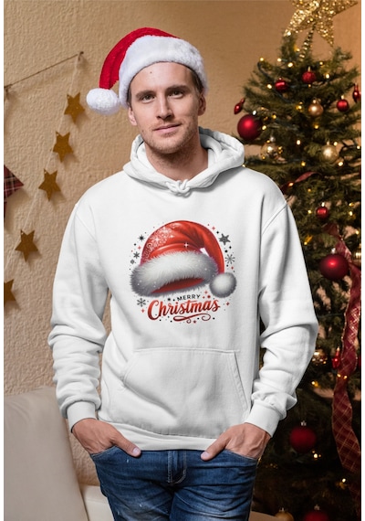 Stil X Yeni Yıl Baskılı Erkek Sweatshırt, Chrıstmas Temalı Beyaz-1