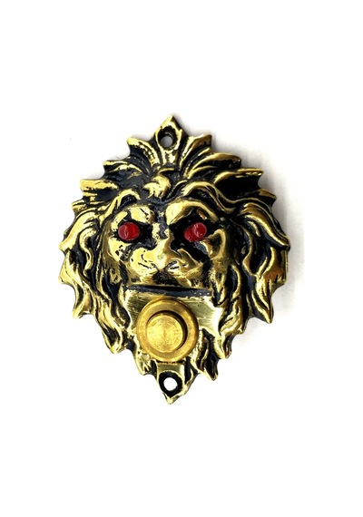 Antika Tarz Dekoratif Pirinç Aslan Kapı Zili - 100x78 Mm, Antik,