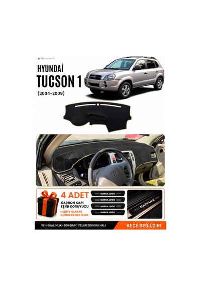 Hyundai Tucson 1 2004-2009 Uyumlu Torpido Örtüsü, Torpido Kılıfı - Siyah Bej