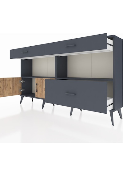 Arges Konsol 2 Raflı 3 Çekmeceli 2 Kapaklı 176x30x99 Antrasit-çam Antrasit-çam/antrasit Arges Konsol 2 Raflı 3 Çekmeceli 2 Kapaklı 176x30x99 Antrasit-çam Antrasit-çam/antrasit