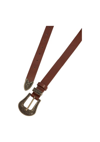 Tudors Kadın Antik Altın Renk Tokalı 110cm Taba Kadın Kemer -51480