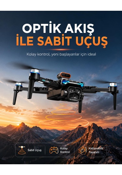 T2p Drone 4 Üç Fpv Kamera 360 Derece Engel Algılama Wifi Cam Optik Akış Konumlama Elektirkli Kamera Katlanabilir 4.3 İnç Ekranlı Kumanda Başsız Mod 360 Derece Takla Engelden Kaçma