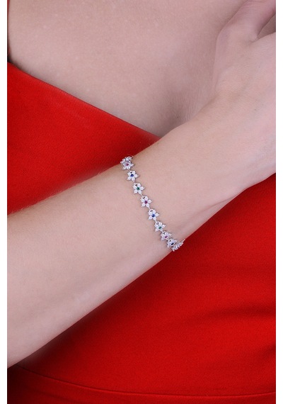 Papatya Silver 925 Ayar Gümüş Sıralı Yıldız Model Taşlı Bileklik