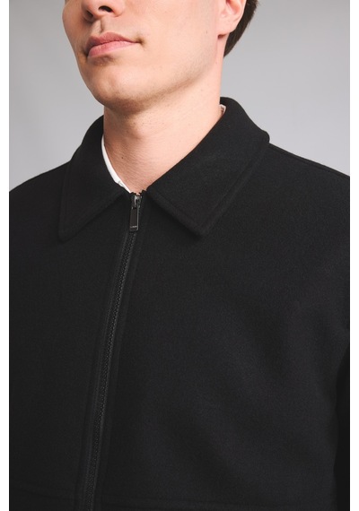 Defacto Regular Fit Polo Yaka Astarlı Fermuarlı Kaşe Mont H2049ax26aubk27 Siyah-bk27