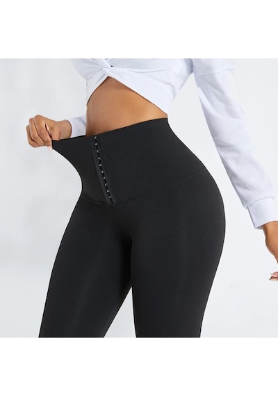 Mistirik Sauna-tayt Model Korse Toparlayıcı Ve Sıkılaştırıcı Etkili Yüksek Bel Agraflı Sauna Termal Tayt SiYAH