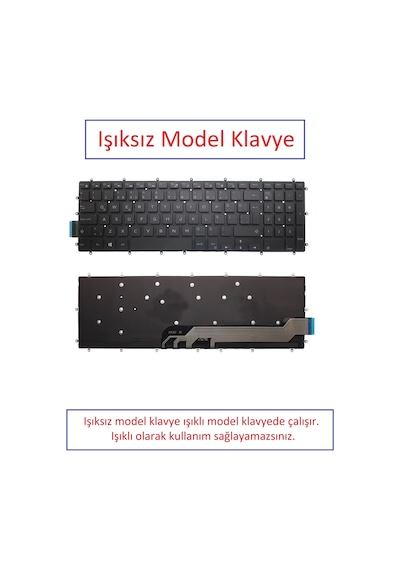 Siyah-ışıksız, Notebook Klavye - Dell Inspiron 3580 P75f, P75f006 Muadili İle Uyumlu