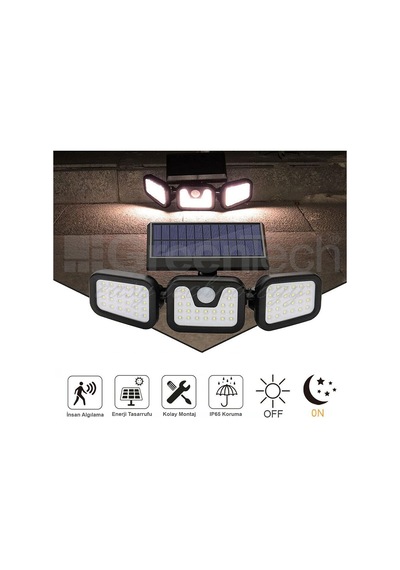 Güneş Enerjili Hareket Sensörlü 3 Taraflı Led Aydınlatma/gt-sl07